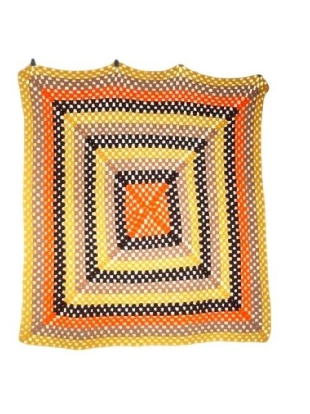Vintage Hand Made Crochet Afghan Multi Color Blanket Throw 40" x 40" - Picture 3 of 5